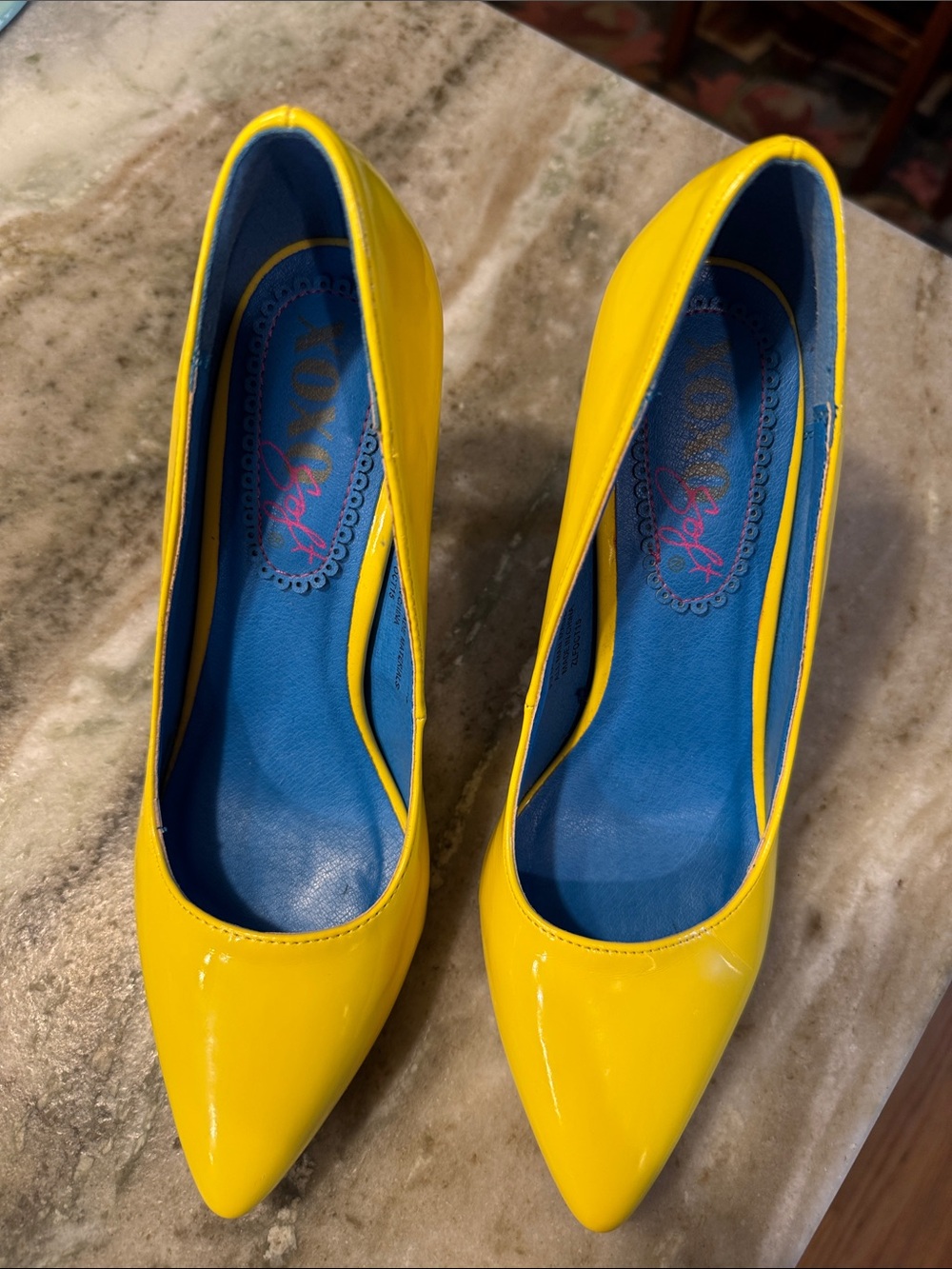 Yellow Patent Pointed-Toe Women's Pumps